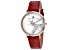 Christian Van Sant Women's Lotus White Dial, Red Leather Strap Watch