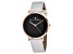 Christian Van Sant Women's Lotus Black Dial, White Leather Strap Watch