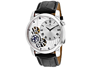 Christian Van Sant Sprocket Auto-Quartz 46mm Black Leather Strap White Dial Watch