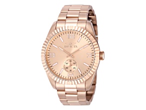 Invicta Specialty 43mm Rose Gold Dial Stainless Steel Band Quartz Watch