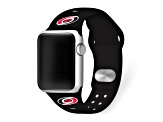 Gametime NHL Carolina Hurricanes Black Silicone Apple Watch Band (42/44mm M/L). Watch not included.