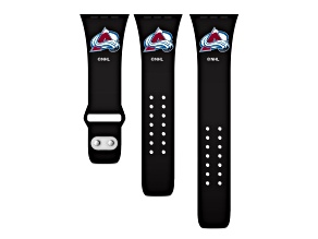 Gametime NHL Colorado Avalanche Black Silicone Apple Watch Band (42/44mm M/L). Watch not included.