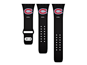 Gametime NHL Montreal Canadiens Black Silicone Apple Watch Band (42/44mm M/L). Watch not included.