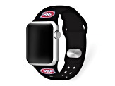 Gametime NHL Montreal Canadiens Black Silicone Apple Watch Band (42/44mm M/L). Watch not included.