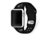 Gametime NHL San Jose Sharks Black Silicone Apple Watch Band (42/44mm M/L). Watch not included.