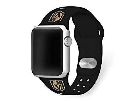 Gametime NHL Vegas Golden Knights Black Silicone Apple Watch Band (42/44mm M/L). Watch not included.
