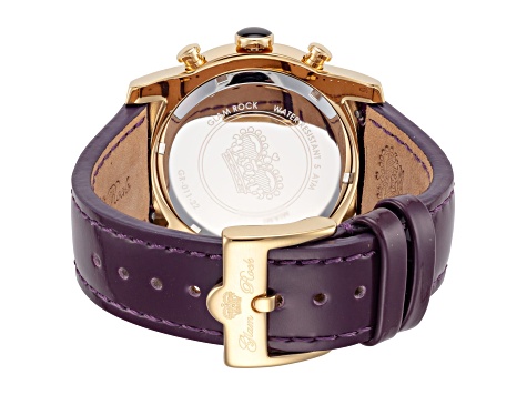 Glam Rock Women's Miami 45mm Quartz Chronograph Dark Purple Leather Strap Watch