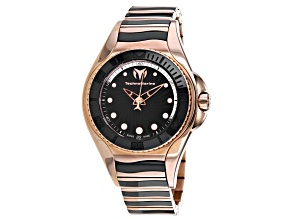 Technomarine Women's Manta Black Dial, Black and Rose Stainless Steel Watch