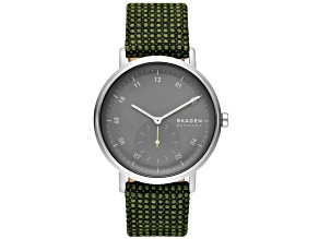 Skagen Men's Kuppel Gray Dial Green and Black Fabric Strap Watch