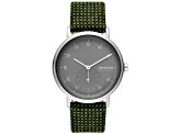 Skagen Men's Kuppel Gray Dial Green and Black Fabric Strap Watch