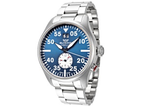 Glycine Men's Airpilot Dual Time 44 44mm Quartz Blue Dial Stainless Steel Watch