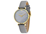 Olivia Burton Women's Queen Bee Big Dial Gray Leather Strap Watch