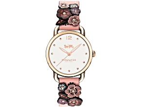 Coach Women's Delancey Pink Dial, Pink Leather Strap Watch