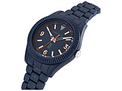 Nautica Mercury Bay Men's 41 Quartz Watch with Blue Plastic Strap