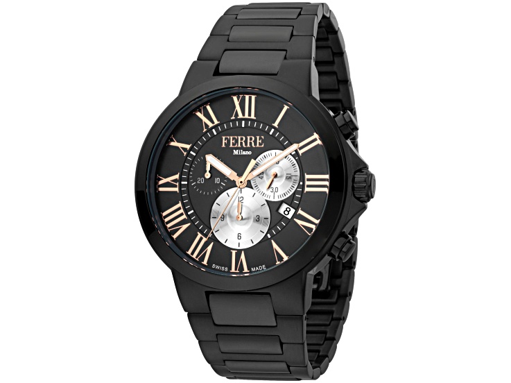 Ferre Milano Men's Classic Black Dial Black Stainless Steel