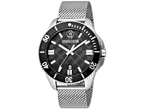 Roberto Cavalli Men's Classic Black Dial, Stainless Steel Bracelet Watch