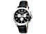 Ferre Milano Men's Fashion 44mm Quartz Black Dial Black Leather Strap Watch