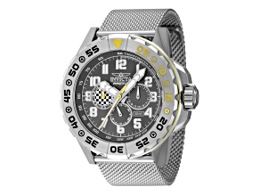 Invicta Racing 48mm Gunmetal Dial Yellow Accented Bezel Stainless Steel Quartz Watch