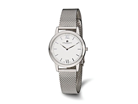 Ladies Charles Hubert Stainless Steel Silver-tone Dial Mesh Band Watch