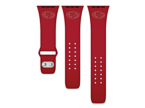 Gametime San Francisco 49ers Red Debossed Silicone Apple Watch Band 38/40mm M/L. Watch not included.