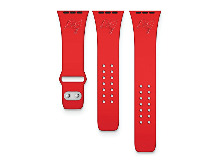 Gametime Tampa Bay Buccaneers Debossed Silicone Apple Watch Band (38/40mm M/L). Watch not included.
