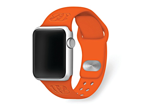 Gametime Cincinnati Bengals Debossed Silicone Apple Watch Band (38/40mm M/L). Watch not included.