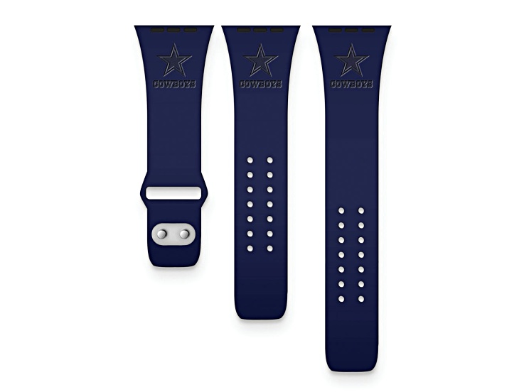 Gametime Dallas Cowboys Navy Debossed Silicone Apple Watch Band (38/40mm M/L). Watch not included.