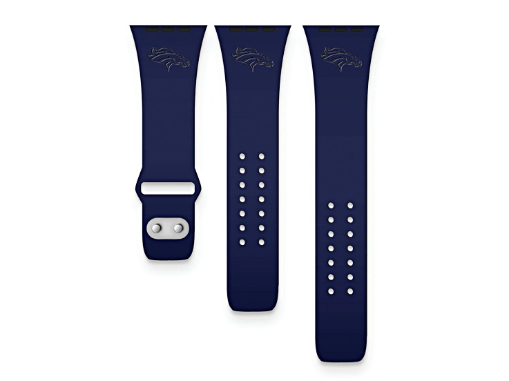 Gametime Denver Broncos Navy Debossed Silicone Apple Watch Band (38/40mm M/L). Watch not included.