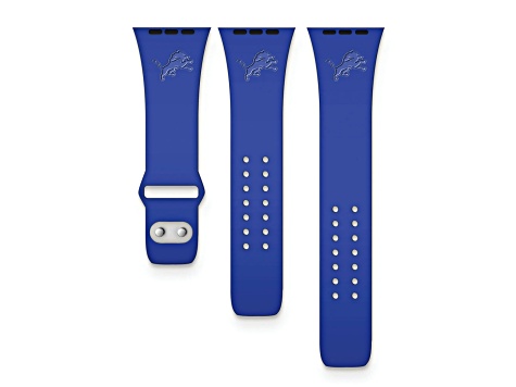 Gametime Detroit Lions Blue Debossed Silicone Apple Watch Band (38/40mm M/L). Watch not included.