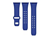 Gametime Los Angeles Rams Navy Debossed Silicone Apple Watch Band (38/40mm M/L). Watch not included.