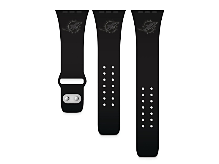 Gametime Miami Dolphins Debossed Silicone Band fits Apple Watch (38/40mm M/L). Watch not included.