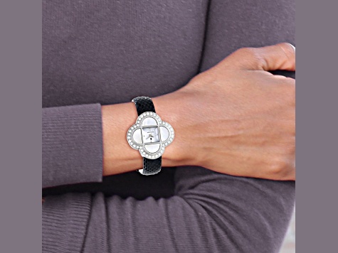 Charles Hubert Ladies Stainless Black Leather Band 36x36mm Watch Charles Hubert Stainless Dual Time Watch With Leather Band  main image 4