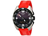 Tissot Men's T-Touch 45mm Black Dial Watch, Red Rubber Strap