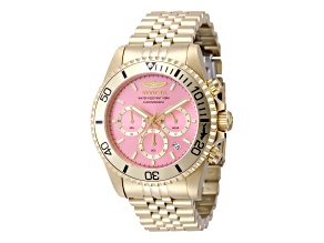 Invicta Pro Diver 43mm Pink Dial Stainless Steel Band Quartz Watch