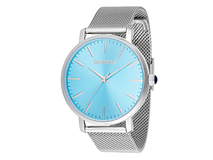 Invicta Angel 38mm Light Blue Dial Stainless Steel Mesh Band