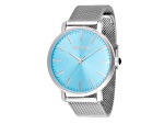 Invicta Angel 38mm Light Blue Dial Stainless Steel Mesh Band Quartz Watch
