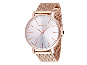 Invicta Angel 38mm White Dial Rose Stainless Steel Mesh Band Quartz Watch