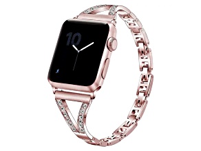 Rose Stainless Steel Split Band Link Design Apple Watch Band (38-40-41mm). Watch Not Included.