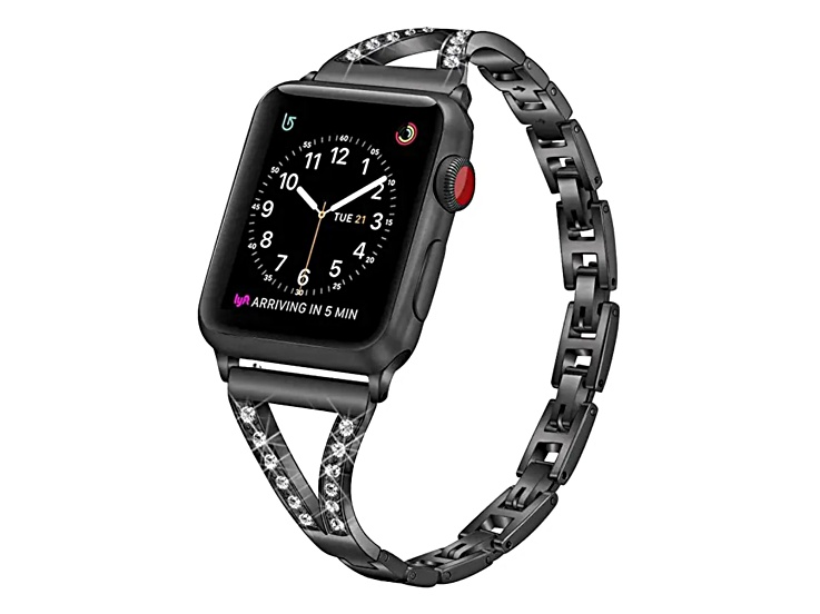 Black Stainless Steel Split Band Link Design Apple Watch Band (42-44-45mm). Watch Not Included.