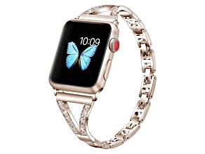 Yellow Stainless Steel Split Band Link Design Apple Watch Band (42-44-45mm). Watch Not Included.