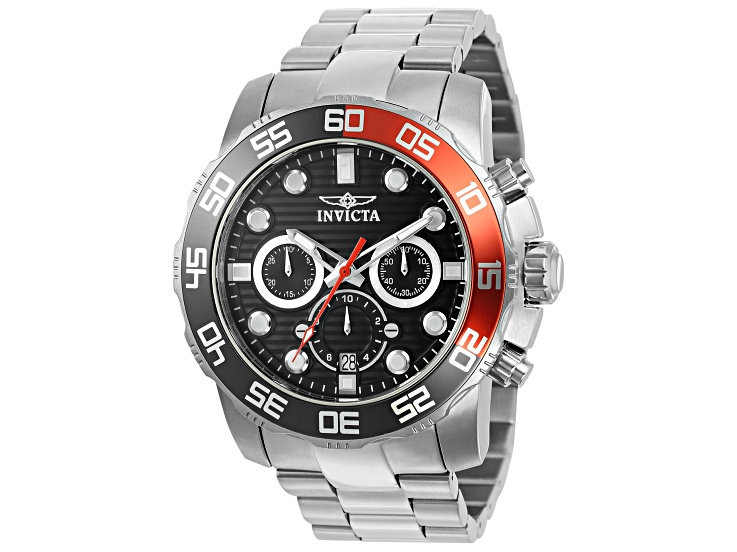 Invicta Men's Pro Diver 50mm Charcoal Dial Stainless Steel Bracelet Quartz Watch