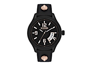 Reale Watch 44MM Black Case Black Enamel Dial Leather Strap