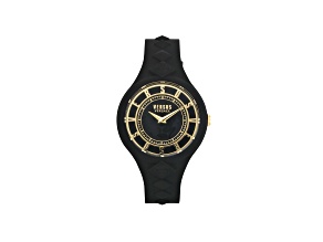 Fire Island Watch 39MM Black Case Black with Yellow Details Dial Silicone Strap