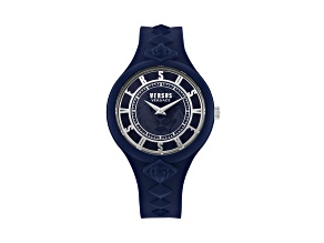 Fire Island Watch 39MM Blue Case Blue with Stainless Steel Details Dial Silicone Strap