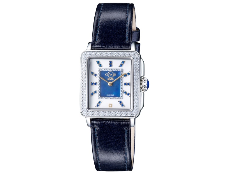 GV2 Padova White Dial with Blue Accent Blue Leather Strap Watch