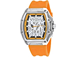 Christian Van Sant Men's Odyssey White Dial, Orange Rubber Strap Watch