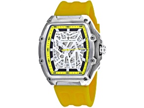 Christian Van Sant Men's Odyssey White Dial, Yellow Rubber Strap Watch