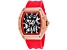 Christian Van Sant Men's Odyssey Black Dial, Red Rubber Strap Watch