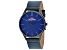 Seapro Men's Black hole Blue Dial and Bezel, Blue Leather Strap Watch