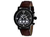 Christian Van Sant Men's Dominion Black Dial, Brown Leather Strap Watch